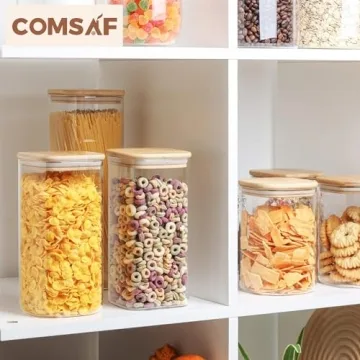 ComSaf Airtight Glass Storage Canister with Wood Lid
