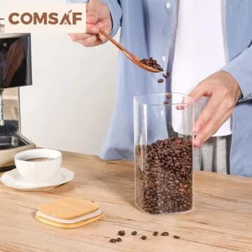 ComSaf Airtight Glass Storage Canister with Wood Lid