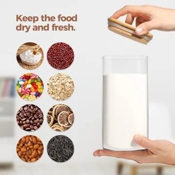 ComSaf Airtight Glass Storage Canister with Wood Lid