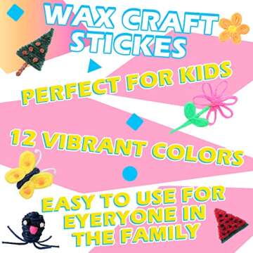 600 Pieces Wax Craft Sticks for Kids Bendable Sticky Yarn Molding Sculpting Sticks in 13 Colors with Plastic Storage Box for Handicraft DIY School Project Supplies