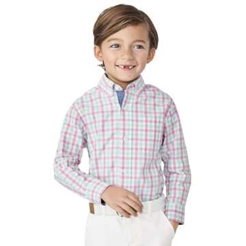 Gymboree Baby Boys Matching Family Long Sleeve Button Up Shirt in Pink Multi