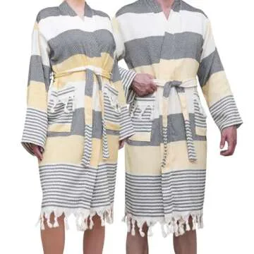 ATANI Luxury 100% Turkish Cotton Bath Robes for Women & Men, Soft Plush Waffle Robe, Absorbent & Lig...