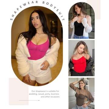 FeelinGirl Shapewear Tummy Control Bodysuits for Women Seamless Body Sculpting Shaper Thong Body Shaper Black XS-S