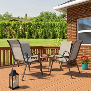 Amopatio Patio Chairs Set of 4, Outdoor Stackable Dining Chairs for All Weather, Breathable Garden O...