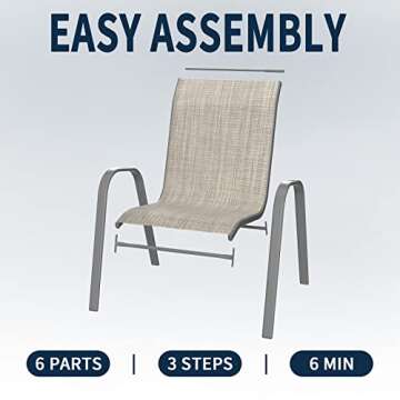 Amopatio Patio Chairs Set of 4, Outdoor Stackable Dining Chairs for All Weather, Breathable Garden Outdoor Furniture for Backyard Deck, Brown