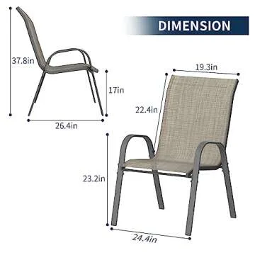Amopatio Patio Chairs Set of 4, Outdoor Stackable Dining Chairs for All Weather, Breathable Garden Outdoor Furniture for Backyard Deck, Brown