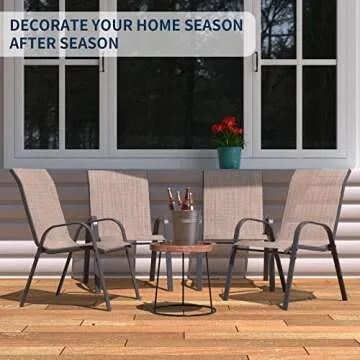 Amopatio Patio Chairs Set of 4, Outdoor Stackable Dining Chairs for All Weather, Breathable Garden Outdoor Furniture for Backyard Deck, Brown