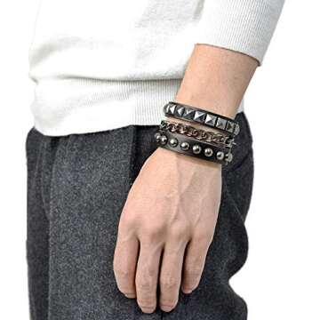 Tornito Punk Leather Spike & Chain Bracelets - Adjustable