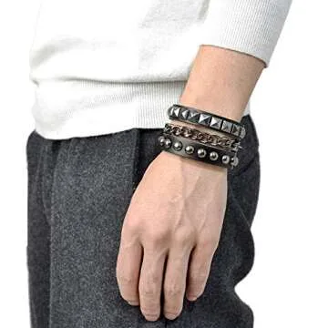 Tornito Punk Leather Spike & Chain Bracelets - Adjustable