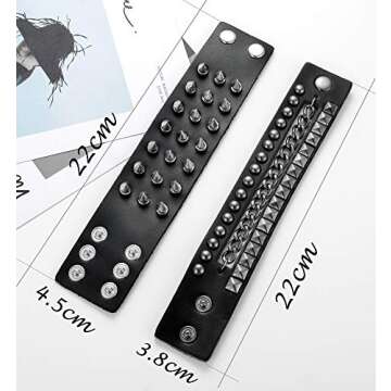 Tornito Punk Leather Spike & Chain Bracelets - Adjustable