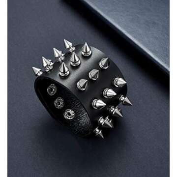 Tornito Punk Leather Spike & Chain Bracelets - Adjustable