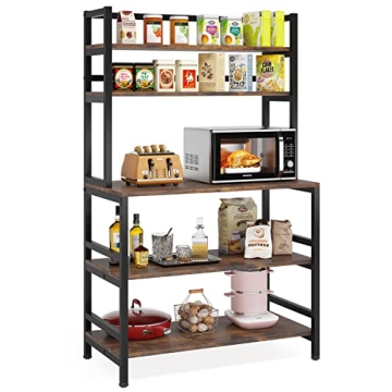 Tribesigns 5-Tier Kitchen Bakers Rack - Rustic Stand for Microwave & Storage