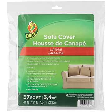 Duck Brand Sofa Cover for Moving and Storage, Large, 41" x 131", Clear (1139735)