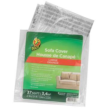 Duck Brand Sofa Cover for Moving and Storage, Large, 41" x 131", Clear (1139735)