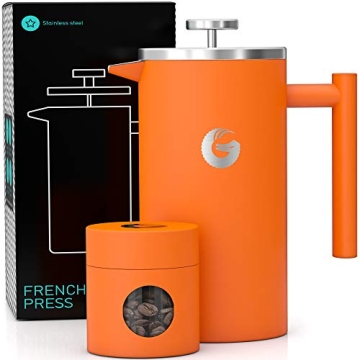 Coffee Gator French Press Coffee Maker - Thermal Insulated Brewer Plus Travel Jar - Large Capacity, ...