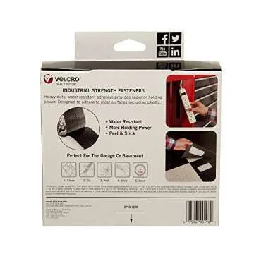 VELCRO Brand Industrial Strength Fasteners | Stick-On Adhesive | Professional Grade Heavy Duty Strength Holds up to 10 lbs on Smooth Surfaces | Indoor Outdoor Use | 15ft x 2in Tape, White
