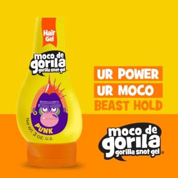 Moco de Gorila Punk, Hair Styling Gel, Reactivate with water, Long-lasting Hold, 3-Pack of 11.99 Oz Each, 3 Squeezable Bottles.
