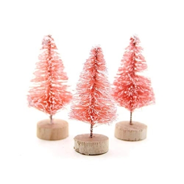 Yalulu 20Pcs Mini Sisal Fiber Snow Frost Trees Christmas Tree Small Pine Tree DIY Craft Tabletop Tre...