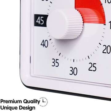 TWENTY5 SEVEN Countdown Timer 3 inch; 60 Minute 1 Hour Visual Timer - Classroom Teaching Tool Office Meeting, Countdown Clock for Kids Exam Time Management - Black