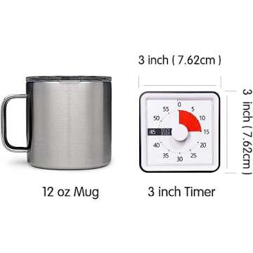 TWENTY5 SEVEN Countdown Timer 3 inch; 60 Minute 1 Hour Visual Timer - Classroom Teaching Tool Office Meeting, Countdown Clock for Kids Exam Time Management - Black