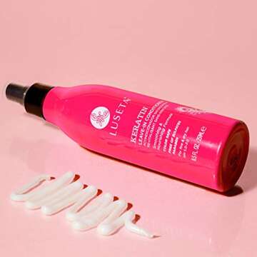 Luseta Keratin Leave in Conditioner, Anti Frizz Conditioning for Curly Hair,Detangling Strengthening Smoothing Moisturizing Repair Treatment for Dry Damaged Hair,Sulfate Free Color Safe, 8.5Fl Oz