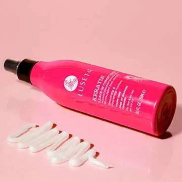 Luseta Keratin Leave in Conditioner, Anti Frizz Conditioning for Curly Hair,Detangling Strengthening Smoothing Moisturizing Repair Treatment for Dry Damaged Hair,Sulfate Free Color Safe, 8.5Fl Oz