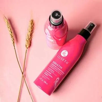 Luseta Keratin Leave in Conditioner, Anti Frizz Conditioning for Curly Hair,Detangling Strengthening Smoothing Moisturizing Repair Treatment for Dry Damaged Hair,Sulfate Free Color Safe, 8.5Fl Oz