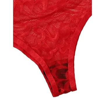 WDIRARA Women's Floral Lace Garter Cutout Lingerie Set