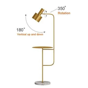 Hsyile Lighting KU300217 Contemporary Modern Creative Floor Lamp with a Table,Suitable for Living Room,Den,Office,Bedroom - E26 Base - Brushed Brass Finish