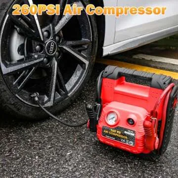 1800 Amp Jump Starter with Air Compressor, acetek Car Battery Jump Starter 260 PSI Tire Inflator, 20000mAh 12V Auto Lead-Acid Battery Booster (Up to 6L Gas or 6L Diesel Engine) with LED Light & USB