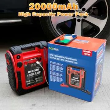 1800 Amp Jump Starter with Air Compressor, acetek Car Battery Jump Starter 260 PSI Tire Inflator, 20000mAh 12V Auto Lead-Acid Battery Booster (Up to 6L Gas or 6L Diesel Engine) with LED Light & USB