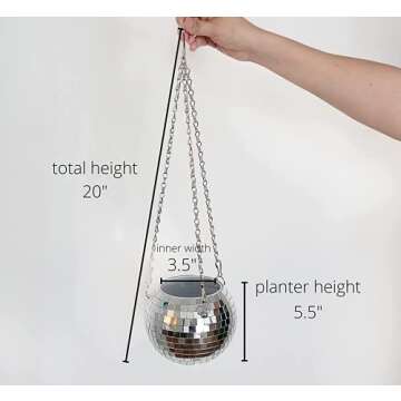 DADO 6" Disco Ball Planter - Disco Planter for indoor plants- Disco Ball Plant Hanger - unique plant pots - Boho Disco Ball hanging planter - Planters for indoor plants - hanging pots disco ball decor
