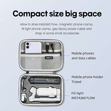 GAEKOL Carrying Case for Insta360 Flow Pro / Insta360 Flow, Hard Shell Bag Travel Case for Insta360 Flow Creator Kit/Pro Tripod Kit AI-Powered Smartphone Stabilizer Gimbal Accessories