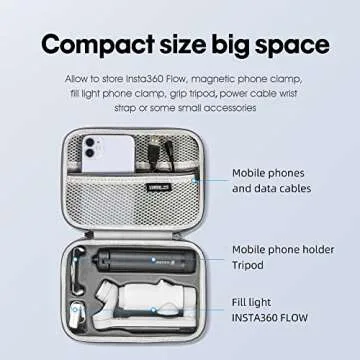 GAEKOL Carrying Case for Insta360 Flow Pro / Insta360 Flow, Hard Shell Bag Travel Case for Insta360 Flow Creator Kit/Pro Tripod Kit AI-Powered Smartphone Stabilizer Gimbal Accessories