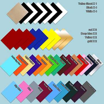 HTV Heat Transfer Vinyl Bundle : 42 Pack 12" x 10" Sheets Iron on Vinyl，30 Assorted Colors Heat Transfer Vinyl for DIY Iron on Fabrics T-Shirts