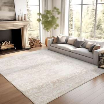 Soalmost 6x9 Area Rugs for Living Room, Stain Resistant Neutral Washable Rugs for Dining Room, Flora...