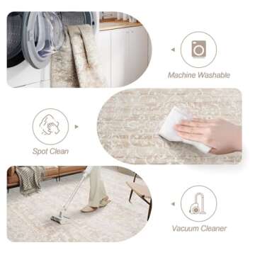 Soalmost 6x9 Washable Vintage Floral Rug for Home