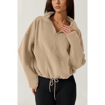 QINSEN Cozy Fleece Sweatshirt with Kangaroo Pocket