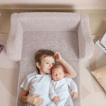 MOMCAYWEX Kids Extra Wide Chairs for Toddler, 2-in-1 Toddler Soft Sherpa Couch Fold Out, Convertible...