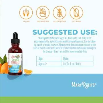 MaryRuth Organics Omega 3 Liquid Drops | 400mg DHA Per Serving | Omega 3 Supplement for Immune Support | Overall Health | for The Whole Family | 1oz
