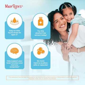 MaryRuth Organics Omega 3 Liquid Drops | 400mg DHA Per Serving | Omega 3 Supplement for Immune Support | Overall Health | for The Whole Family | 1oz