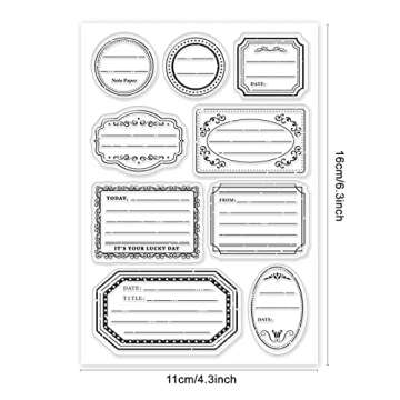 PH Pandahall Clear Label Stamps, Frame Silicone Clear Stamps Vintage Transparent Seals for DIY Photo Albums, Holiday Cards, Scrapbooking, Gift Tags and Other Craft Projects