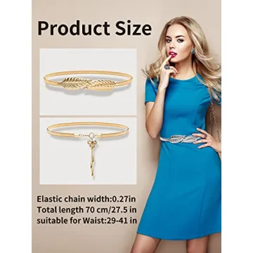 Onenine Gold Women's Belt Elastic Chain Stylish Accessory