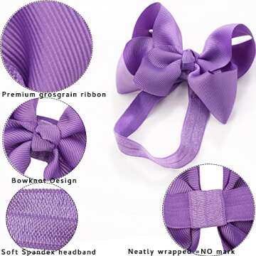CÉLLOT Baby Girls Headbands Grosgrain Ribbon 4.5" Hair Bows Headband Big Bow Hair Bands for Toddler Pack of 20