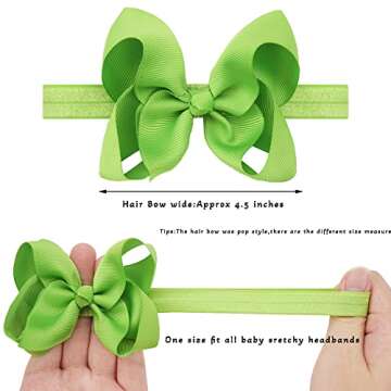 CÉLLOT Baby Girls Headbands Grosgrain Ribbon 4.5" Hair Bows Headband Big Bow Hair Bands for Toddler Pack of 20