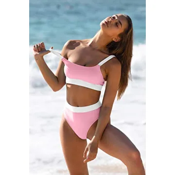 ZINPRETTY Women High Waisted Color Block Bikini Set