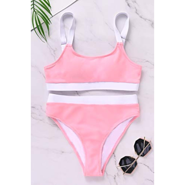 ZINPRETTY Women High Waisted Color Block Bikini Set