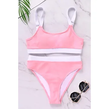 ZINPRETTY Women High Waisted Color Block Bikini Set