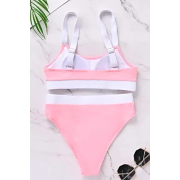 ZINPRETTY Women High Waisted Color Block Bikini Set