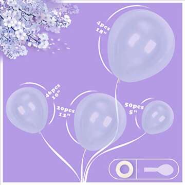 CUTEUP Clear Balloons Garland Kit-120 Pcs 18/10/12/5 Inch Clear Balloon Difference Size Clear Balloons Balloons As Party Decorations for Bachelorette Party Graduation Wedding Baby Shower